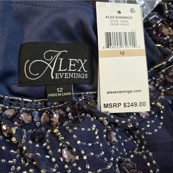Alex Evenings Women's Embellished Chiffon Gown NWT size 12 Violet/purple - Picture 8 of 8